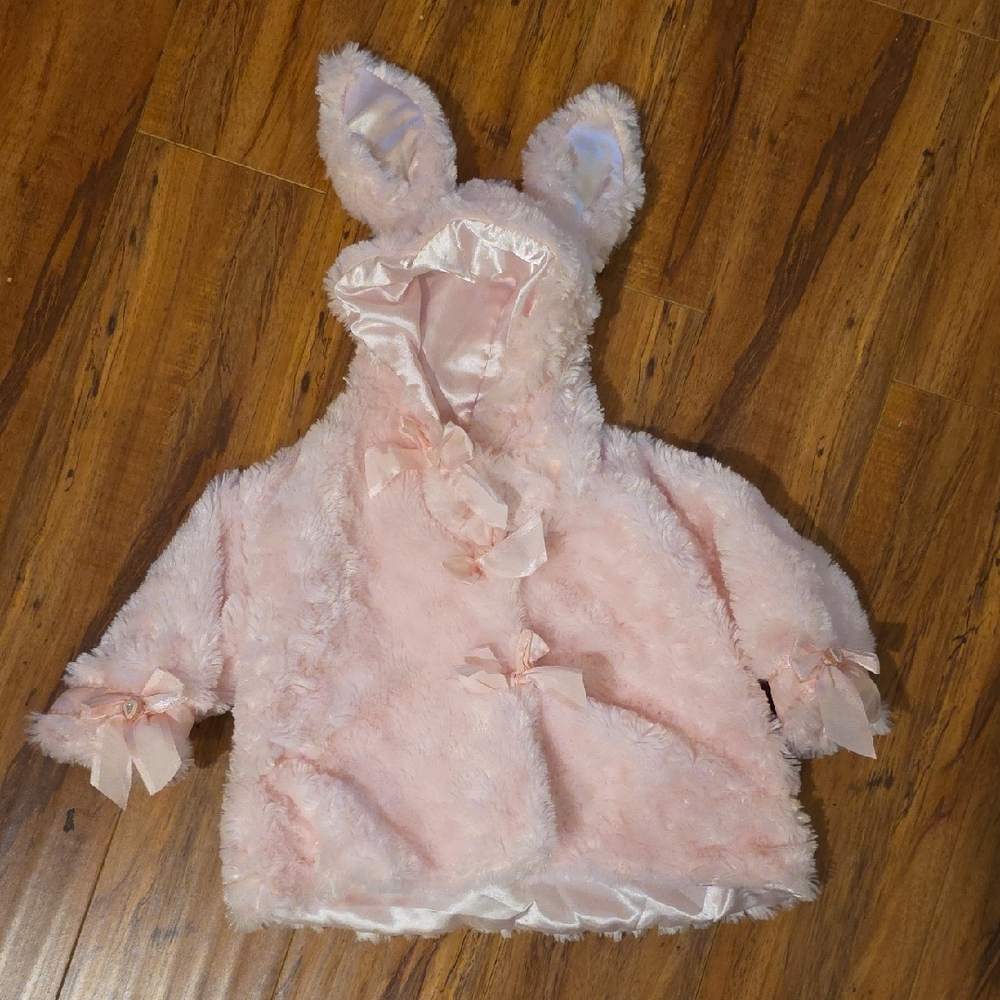 Pink Furry Bunny Ear Kids Jacket